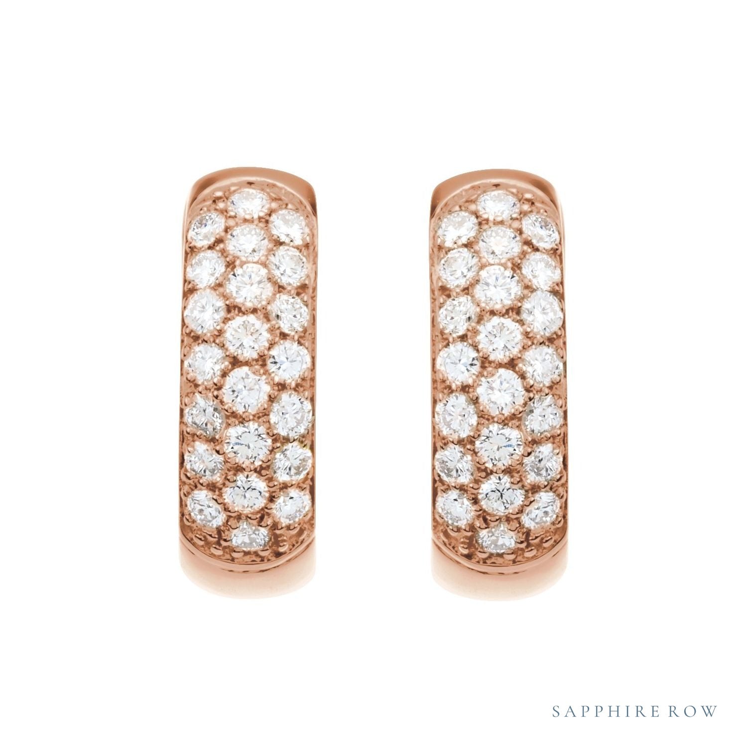 Sapphire Row Lab-Grown Diamond French Pavé Thick Huggie Earrings - 14K Rose Gold, 7/8 CTW (view 2)