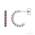 Sapphire Row Natural Gemstone Pavé Huggie Earrings - Pink Tourmaline, 14K White Gold