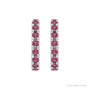 Sapphire Row Natural Gemstone Pavé Huggie Earrings - Pink Tourmaline, 14K White Gold (view 2)