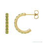 Sapphire Row Natural Gemstone Pavé Huggie Earrings - Peridot, 14K Yellow Gold