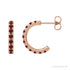 Sapphire Row Natural Gemstone Pavé Huggie Earrings - Mozambique Garnet, 14K Rose Gold