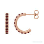 Sapphire Row Natural Gemstone Pavé Huggie Earrings - Mozambique Garnet, 14K Rose Gold