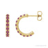 Sapphire Row Natural Gemstone Pavé Huggie Earrings - Pink Tourmaline, 14K Yellow Gold