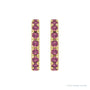 Sapphire Row Natural Gemstone Pavé Huggie Earrings - Pink Tourmaline, 14K Yellow Gold (view 2)