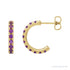 Sapphire Row Natural Gemstone Pavé Huggie Earrings - Amethyst, 14K Yellow Gold