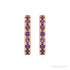Sapphire Row Natural Gemstone Pavé Huggie Earrings - Amethyst, 14K Yellow Gold (view 2)