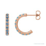 Sapphire Row Natural Gemstone Pavé Huggie Earrings - Aquamarine, 14K Rose Gold