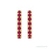 Sapphire Row Natural Gemstone Pavé Huggie Earrings - Ruby, 14K Yellow Gold (view 2)