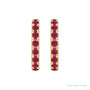 Sapphire Row Natural Gemstone Pavé Huggie Earrings - Ruby, 14K Yellow Gold (view 2)