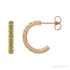 Sapphire Row Natural Gemstone Pavé Huggie Earrings - Peridot, 14K Rose Gold