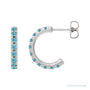 Sapphire Row Natural Gemstone Pavé Huggie Earrings - Zircon, 14K White Gold