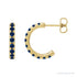 Sapphire Row Natural Gemstone Pavé Huggie Earrings - Blue Sapphire, 14K Yellow Gold