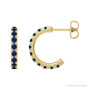 Sapphire Row Natural Gemstone Pavé Huggie Earrings - Blue Sapphire, 14K Yellow Gold