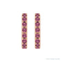 Sapphire Row Natural Gemstone Pavé Huggie Earrings - Pink Tourmaline, 14K Rose Gold (view 2)