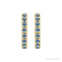 Sapphire Row Natural Gemstone Pavé Huggie Earrings - Aquamarine, 14K Yellow Gold (view 2)