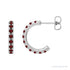 Sapphire Row Natural Gemstone Pavé Huggie Earrings - Mozambique Garnet, Platinum