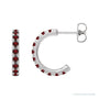Sapphire Row Natural Gemstone Pavé Huggie Earrings - Mozambique Garnet, Platinum