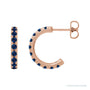 Sapphire Row Natural Gemstone Pavé Huggie Earrings - Blue Sapphire, 14K Rose Gold