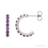 Sapphire Row Natural Gemstone Pavé Huggie Earrings - Amethyst, Platinum