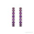 Sapphire Row Natural Gemstone Pavé Huggie Earrings - Amethyst, Platinum (view 2)