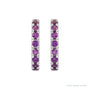 Sapphire Row Natural Gemstone Pavé Huggie Earrings - Amethyst, Platinum (view 2)