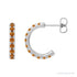 Sapphire Row Natural Gemstone Pavé Huggie Earrings - Citrine, Platinum