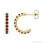 Sapphire Row Natural Gemstone Pavé Huggie Earrings - Mozambique Garnet, 14K Yellow Gold