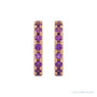 Sapphire Row Natural Gemstone Pavé Huggie Earrings - Amethyst, 14K Rose Gold (view 2)