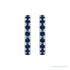 Sapphire Row Natural Gemstone Pavé Huggie Earrings - Blue Sapphire, Platinum (view 2)