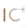 Sapphire Row Natural Gemstone Pavé Huggie Earrings - Citrine, 14K White Gold