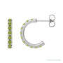 Sapphire Row Natural Gemstone Pavé Huggie Earrings - Peridot, 14K White Gold
