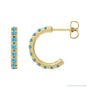 Sapphire Row Natural Gemstone Pavé Huggie Earrings - Zircon, 14K Yellow Gold