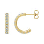 Sapphire Row Lab-Grown Gemstone Pavé Huggie Earrings - Diamond, 14K Yellow Gold