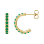 Sapphire Row Lab-Grown Gemstone Pavé Huggie Earrings - Emerald, 14K Yellow Gold