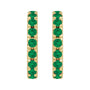 Sapphire Row Lab-Grown Gemstone Pavé Huggie Earrings - Emerald, 14K Yellow Gold (view 2)