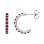 Sapphire Row Lab-Grown Gemstone Pavé Huggie Earrings - Ruby, 14K White Gold