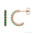 Sapphire Row Lab-Grown Gemstone Pavé Huggie Earrings - Emerald, 14K Rose Gold