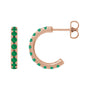 Sapphire Row Lab-Grown Gemstone Pavé Huggie Earrings - Emerald, 14K Rose Gold