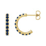 Sapphire Row Lab-Grown Gemstone Pavé Huggie Earrings - Blue Sapphire, 14K Yellow Gold