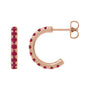 Sapphire Row Lab-Grown Gemstone Pavé Huggie Earrings - Ruby, 14K Rose Gold