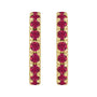 Sapphire Row Lab-Grown Gemstone Pavé Huggie Earrings - Ruby, 14K Yellow Gold, 15.1 mm