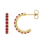 Sapphire Row Lab-Grown Gemstone Pavé Huggie Earrings - Ruby, 14K Yellow Gold, 15.1 mm (view 2)