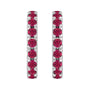 Sapphire Row Lab-Grown Gemstone Pavé Huggie Earrings - Ruby, Platinum (view 2)