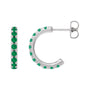 Sapphire Row Lab-Grown Gemstone Pavé Huggie Earrings - Emerald, Platinum