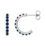 Sapphire Row Lab-Grown Gemstone Pavé Huggie Earrings - Blue Sapphire, Platinum