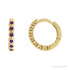 Sapphire Row Natural Gemstone Bezel Huggie Earrings - Amethyst, 14K Yellow Gold, 15 mm