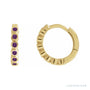 Sapphire Row Natural Gemstone Bezel Huggie Earrings - Amethyst, 14K Yellow Gold, 15 mm