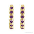Sapphire Row Natural Gemstone Bezel Huggie Earrings - Amethyst, 14K Yellow Gold, 15 mm (view 2)