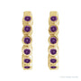 Sapphire Row Natural Gemstone Bezel Huggie Earrings - Amethyst, 14K Yellow Gold, 15 mm (view 2)