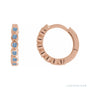 Sapphire Row Natural Gemstone Bezel Huggie Earrings - Aquamarine, 14K Rose Gold, 15 mm